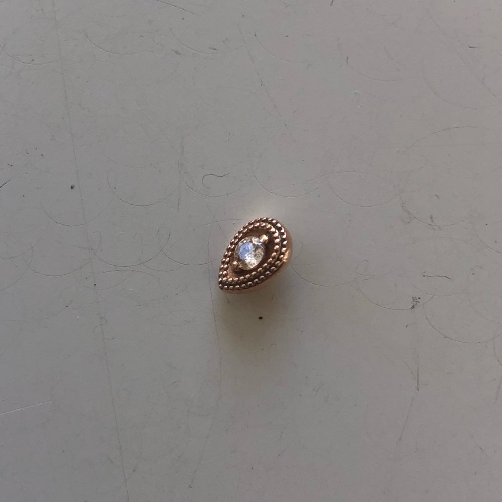 LeRoi Double Milgrain 14k Gold Pear Champagne Gem